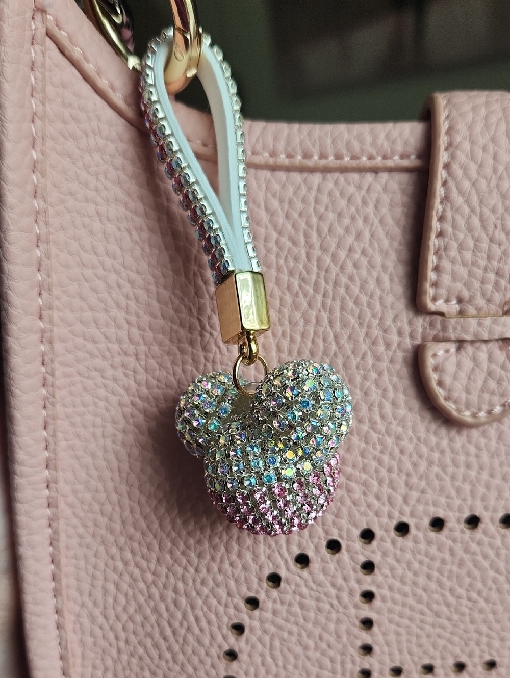 New Mickey Mouse Pink and Silver Keychain Charm